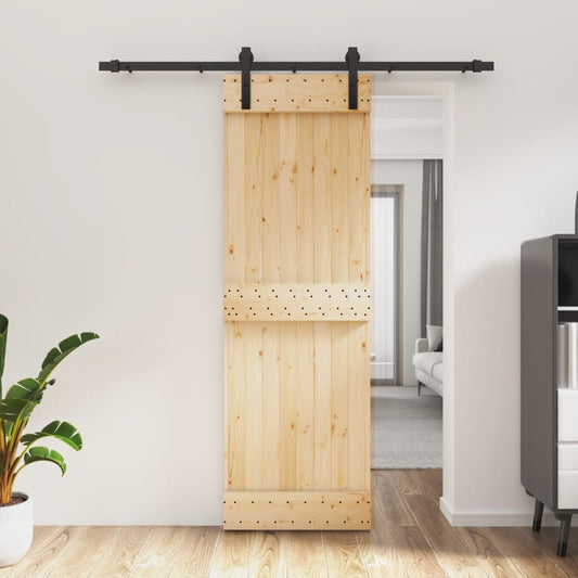 Sliding Door with Hardware Set 70x210 cm Solid Wood Pine