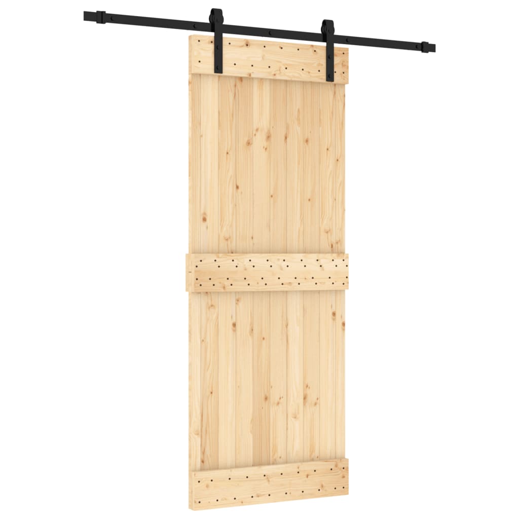 Sliding Door with Hardware Set 80x210 cm Solid Wood Pine