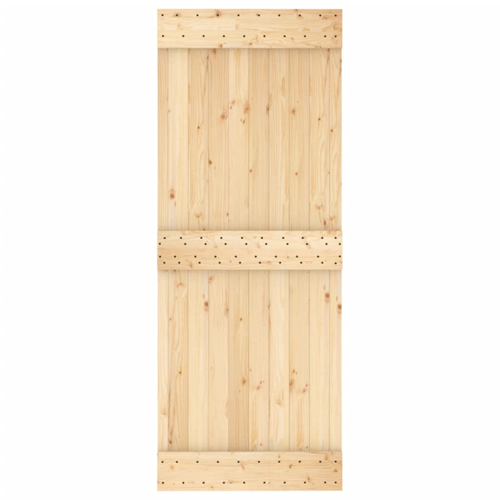 Sliding Door with Hardware Set 80x210 cm Solid Wood Pine