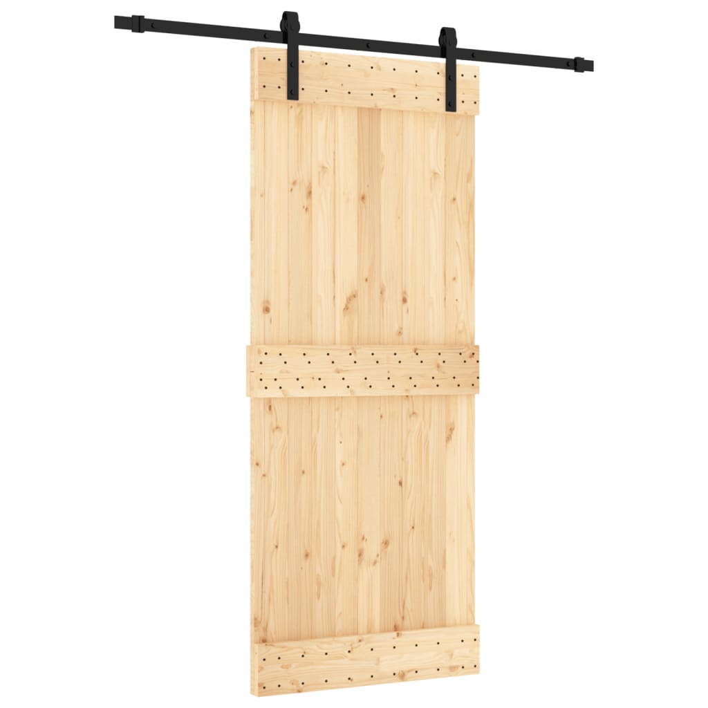 Sliding Door with Hardware Set 85x210 cm Solid Wood Pine