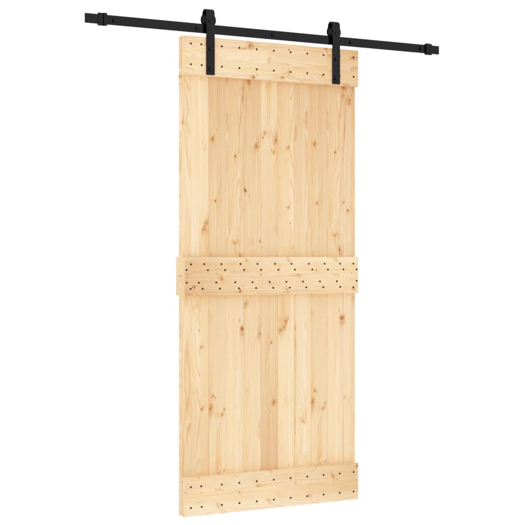 Sliding Door with Hardware Set 90x210 cm Solid Wood Pine