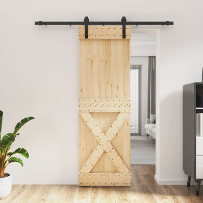 Sliding Door with Hardware Set 70x210 cm Solid Wood Pine