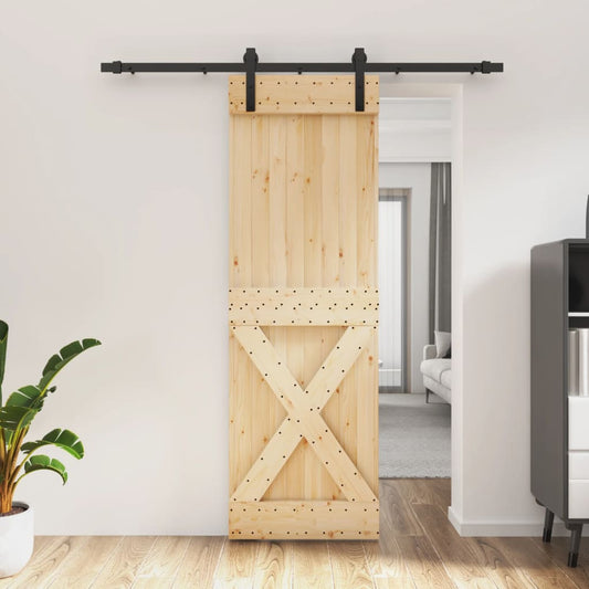 Sliding Door with Hardware Set 70x210 cm Solid Wood Pine