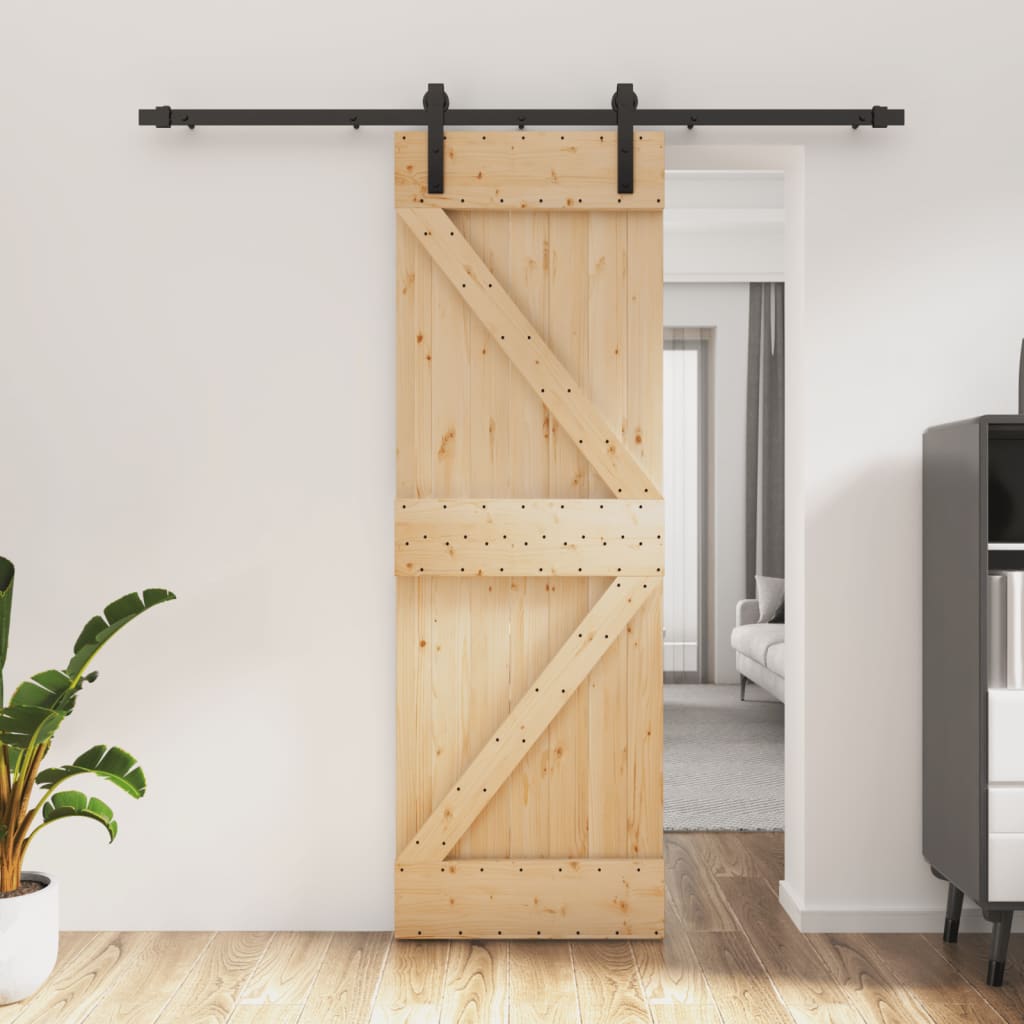 Sliding Door with Hardware Set 70x210 cm Solid Wood Pine