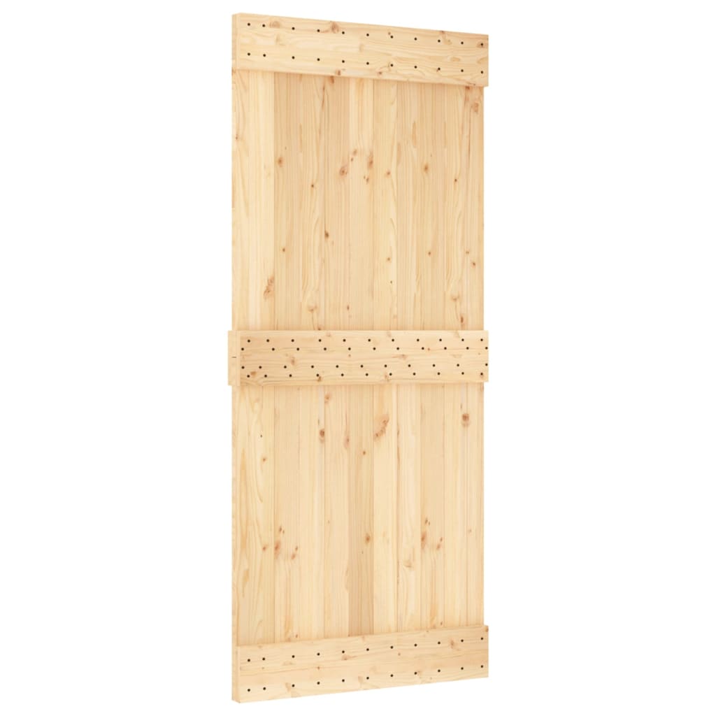 Sliding Door with Hardware Set 90x210 cm Solid Wood Pine