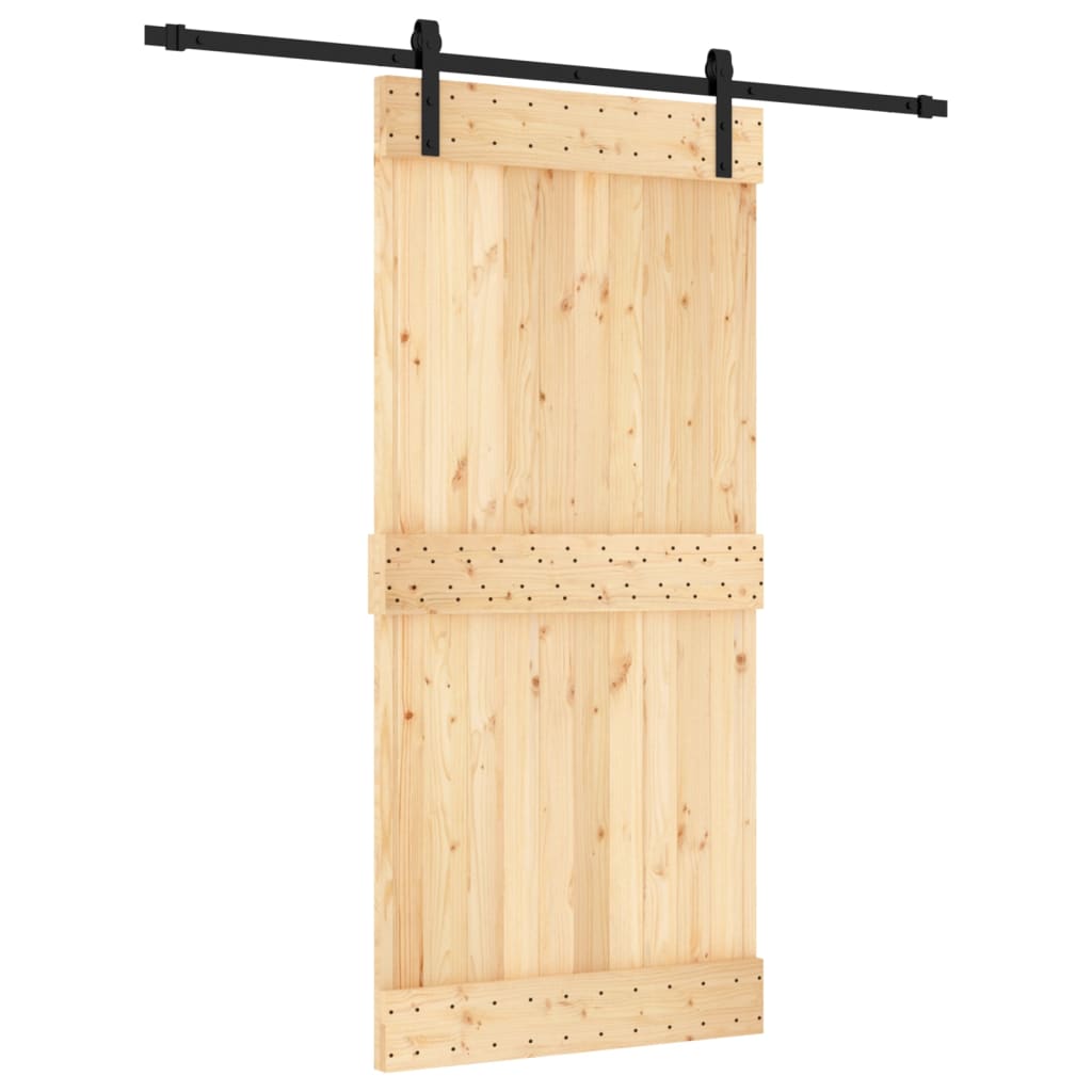 Sliding Door with Hardware Set 95x210 cm Solid Wood Pine