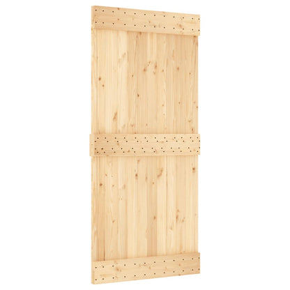 Sliding Door with Hardware Set 95x210 cm Solid Wood Pine