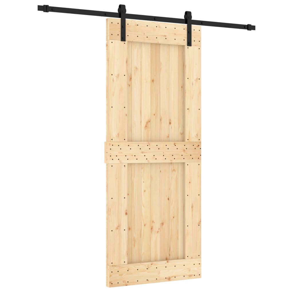 Sliding Door with Hardware Set 85x210 cm Solid Wood Pine