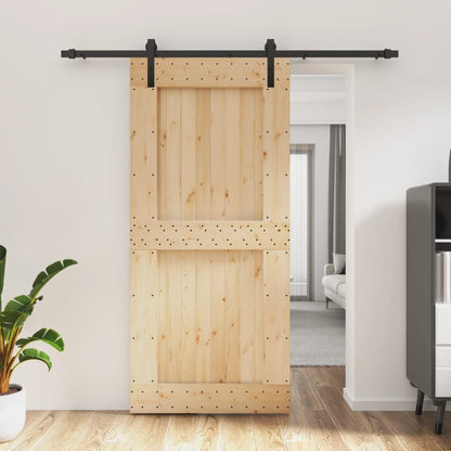 Sliding Door with Hardware Set 95x210 cm Solid Wood Pine