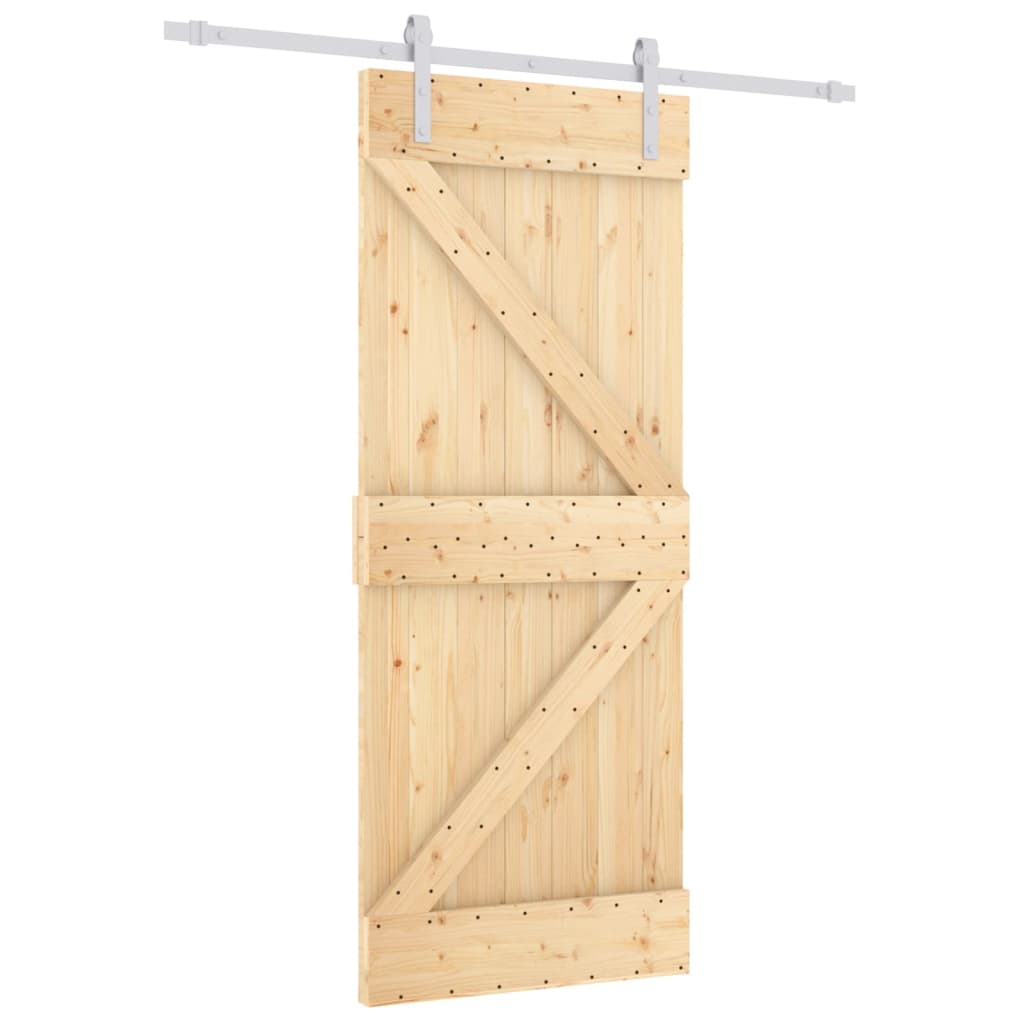 Sliding Door with Hardware Set 85x210 cm Solid Wood Pine