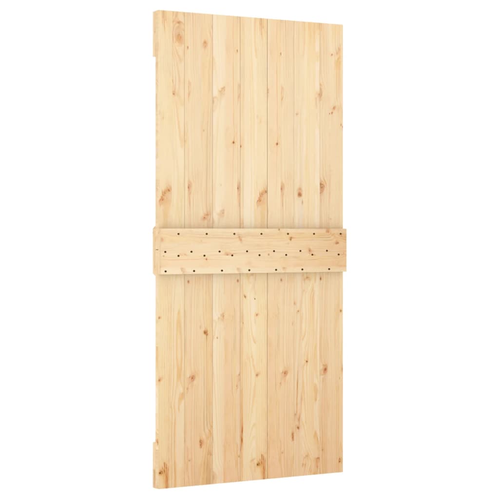 Sliding Door with Hardware Set 90x210 cm Solid Wood Pine