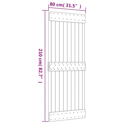 Sliding Door with Hardware Set 80x210 cm Solid Wood Pine