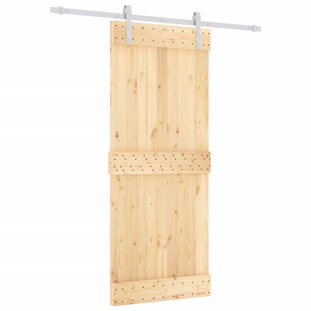 Sliding Door with Hardware Set 85x210 cm Solid Wood Pine