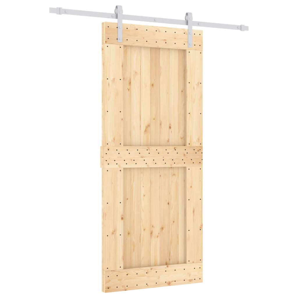 Sliding Door with Hardware Set 90x210 cm Solid Wood Pine