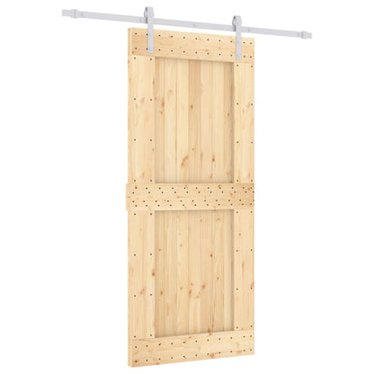 Sliding Door with Hardware Set 90x210 cm Solid Wood Pine