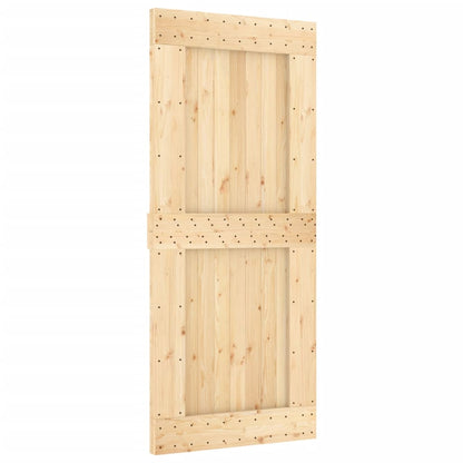 Sliding Door with Hardware Set 90x210 cm Solid Wood Pine