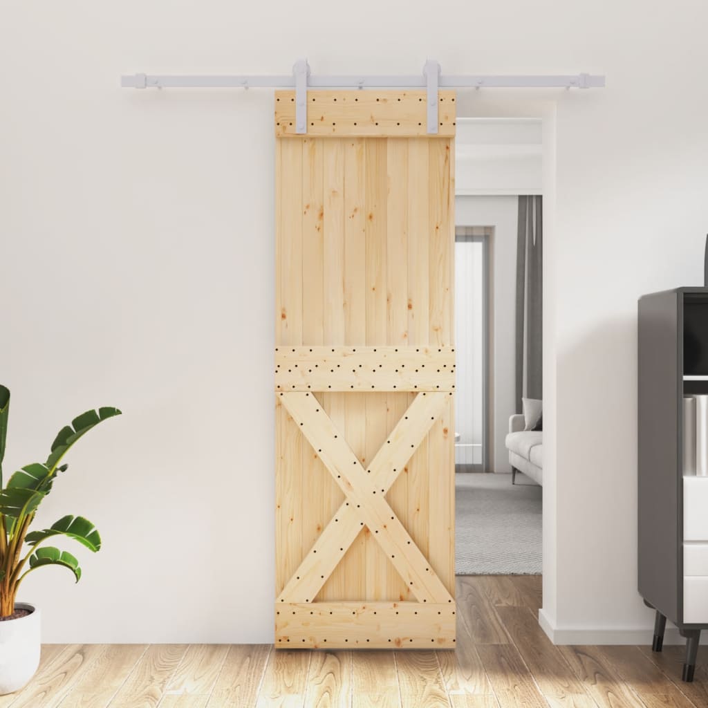 Sliding Door with Hardware Set 70x210 cm Solid Wood Pine