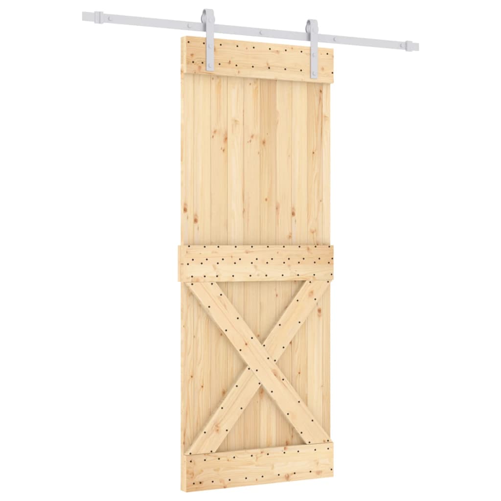 Sliding Door with Hardware Set 80x210 cm Solid Wood Pine