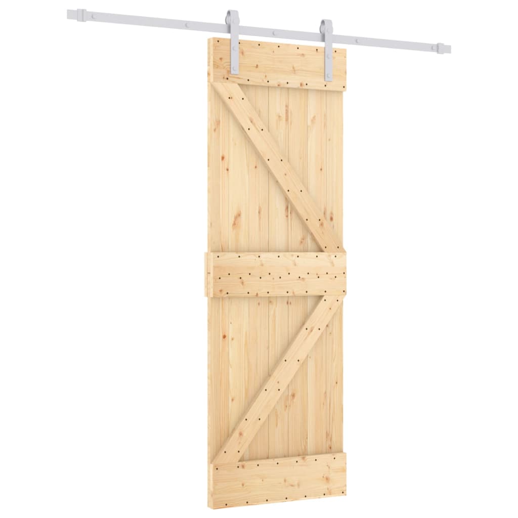 Sliding Door with Hardware Set 70x210 cm Solid Wood Pine