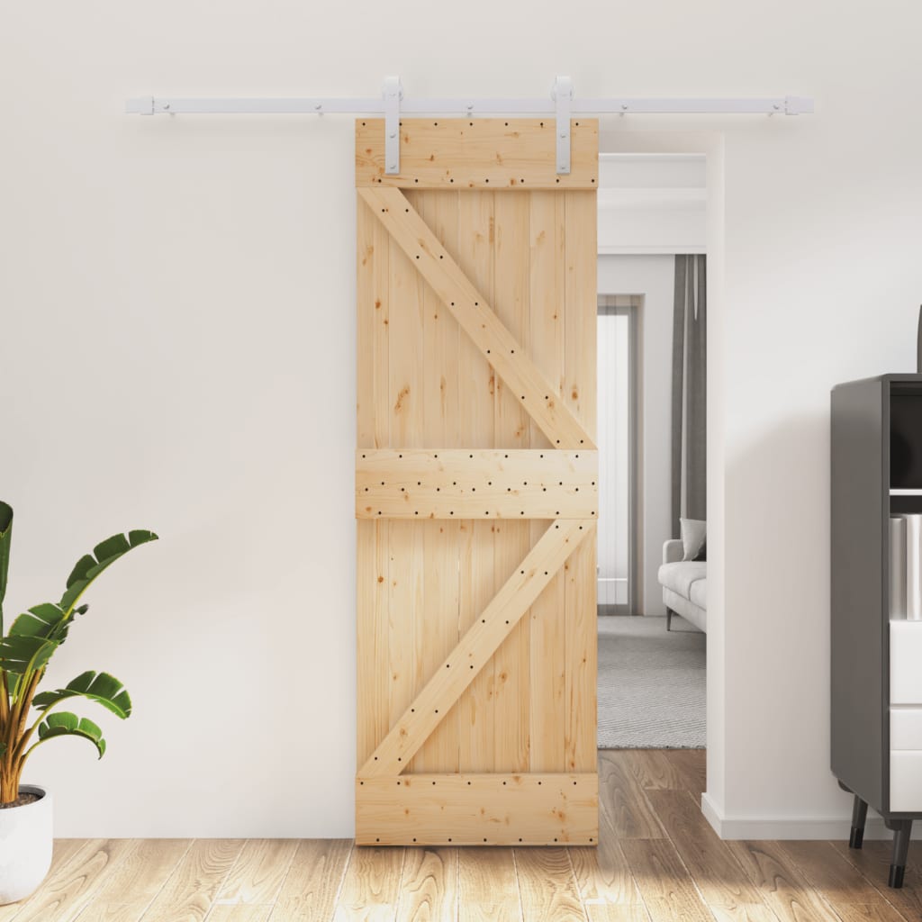 Sliding Door with Hardware Set 70x210 cm Solid Wood Pine