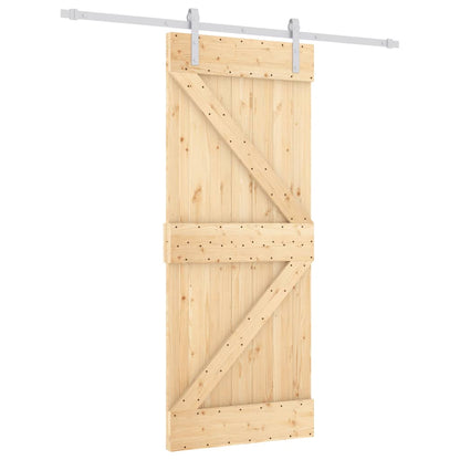 Sliding Door with Hardware Set 85x210 cm Solid Wood Pine