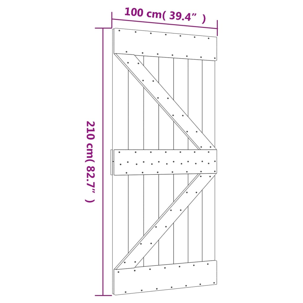 Sliding Door with Hardware Set 100x210 cm Solid Wood Pine