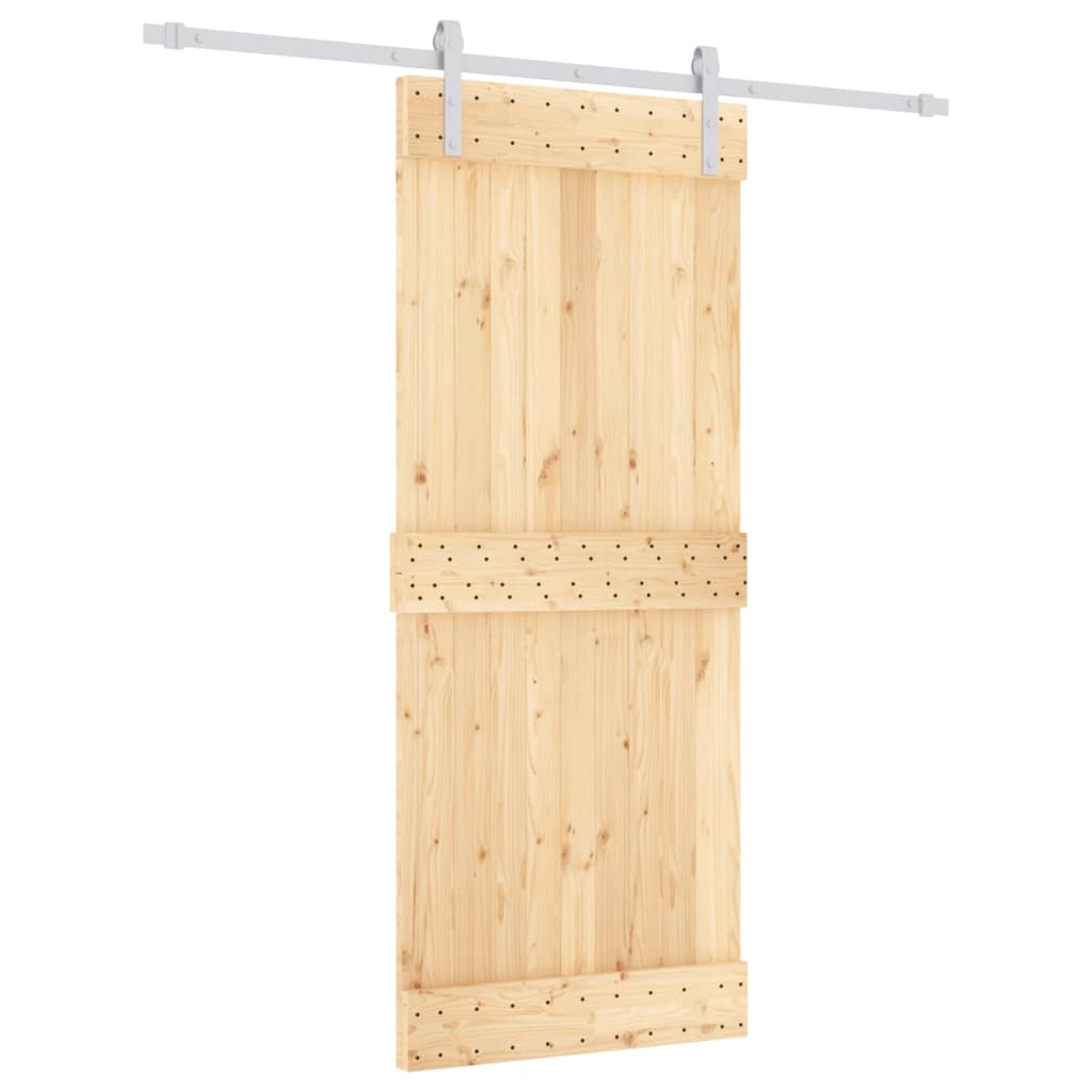 Sliding Door with Hardware Set 85x210 cm Solid Wood Pine