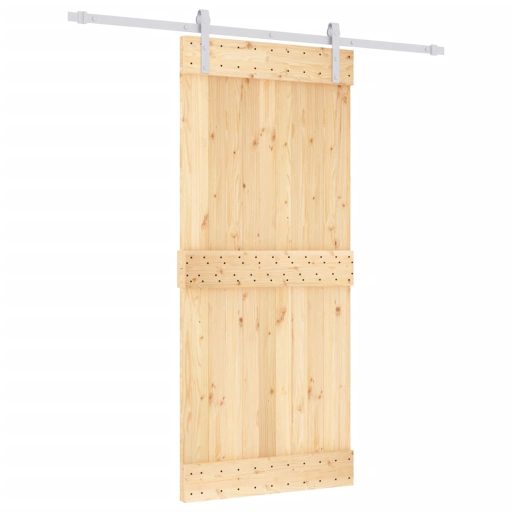 Sliding Door with Hardware Set 90x210 cm Solid Wood Pine