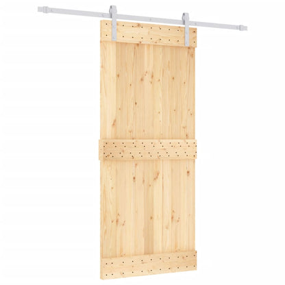 Sliding Door with Hardware Set 90x210 cm Solid Wood Pine