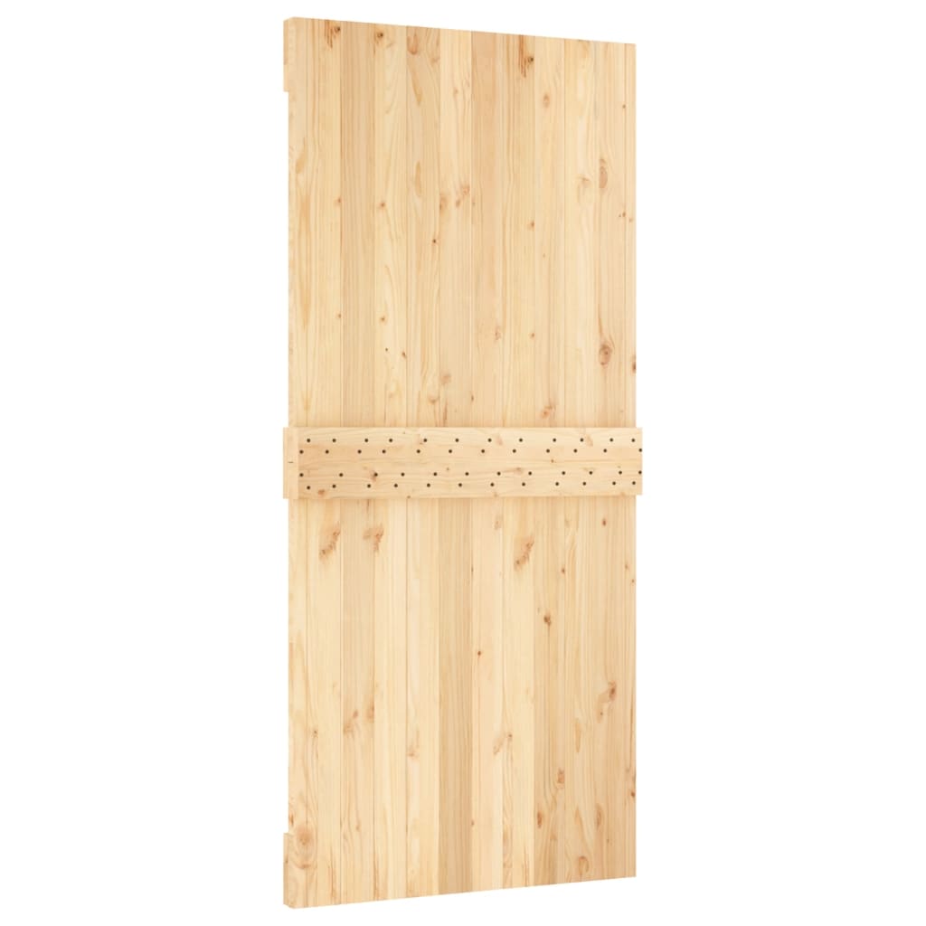 Sliding Door with Hardware Set 95x210 cm Solid Wood Pine