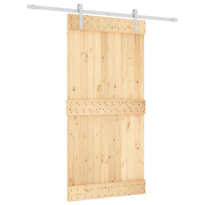 Sliding Door with Hardware Set 100x210 cm Solid Wood Pine