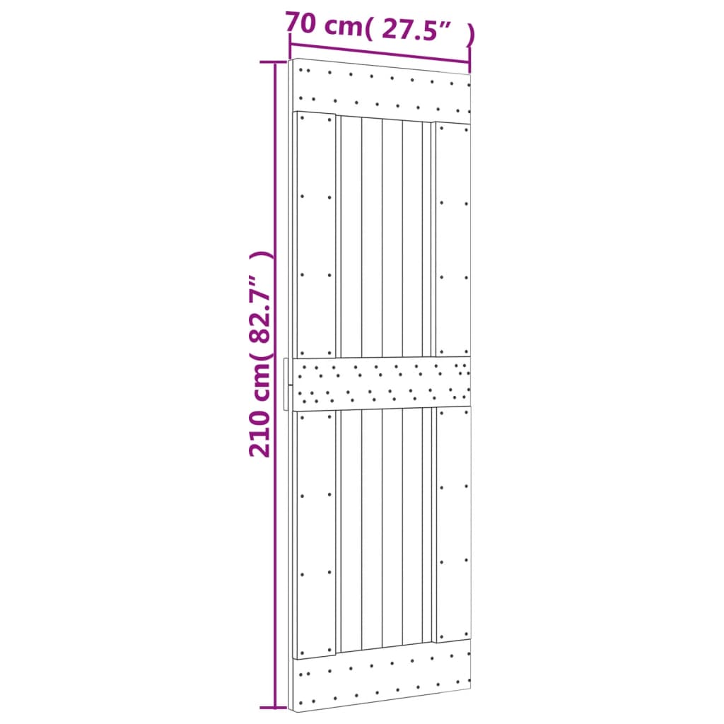 Sliding Door with Hardware Set 70x210 cm Solid Wood Pine