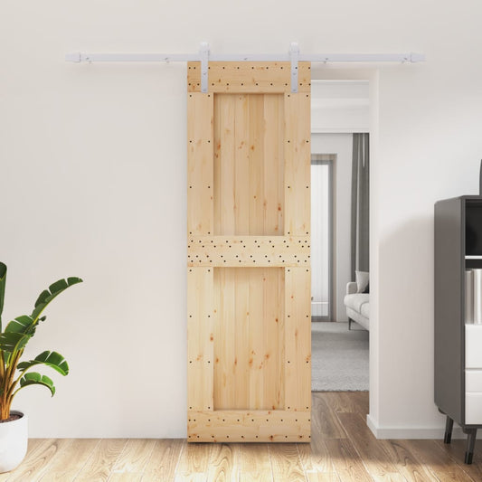 Sliding Door with Hardware Set 70x210 cm Solid Wood Pine