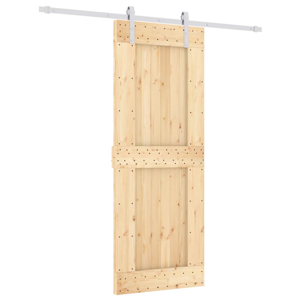 Sliding Door with Hardware Set 80x210 cm Solid Wood Pine