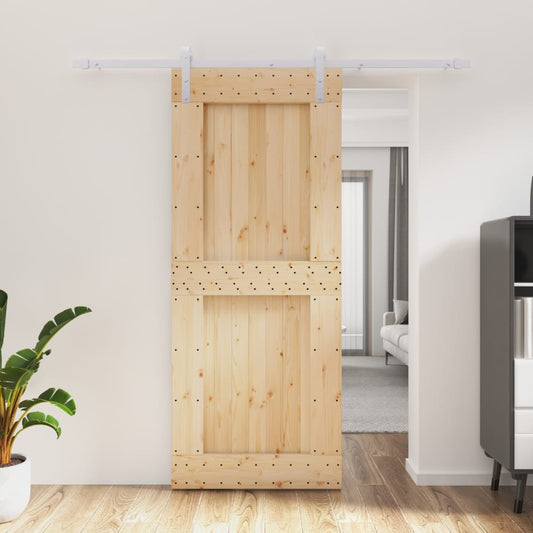 Sliding Door with Hardware Set 85x210 cm Solid Wood Pine