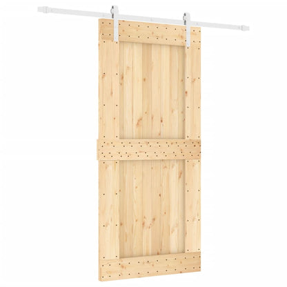 Sliding Door with Hardware Set 95x210 cm Solid Wood Pine