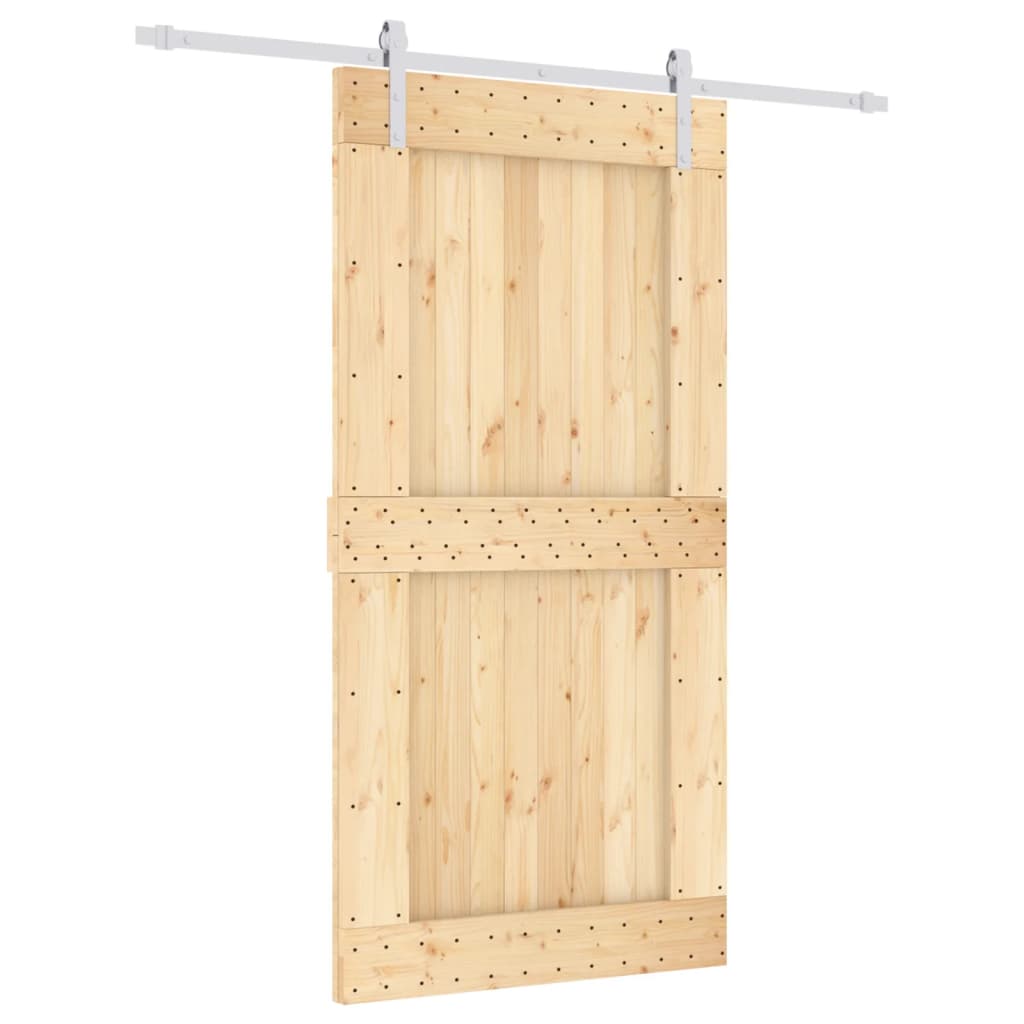 Sliding Door with Hardware Set 100x210 cm Solid Wood Pine