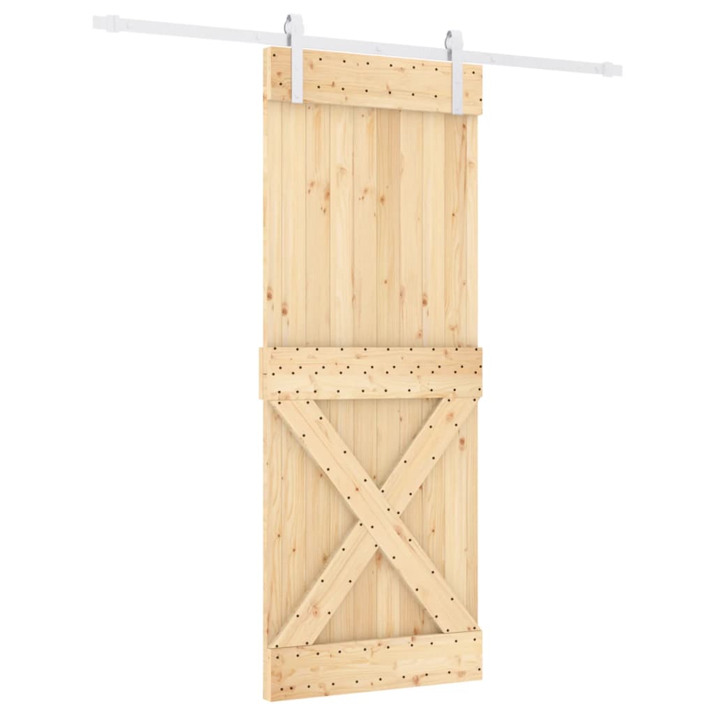 Sliding Door with Hardware Set 80x210 cm Solid Wood Pine