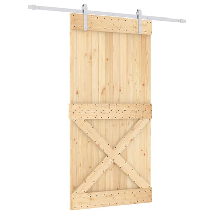 Sliding Door with Hardware Set 100x210 cm Solid Wood Pine