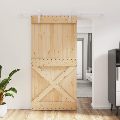 Sliding Door with Hardware Set 100x210 cm Solid Wood Pine