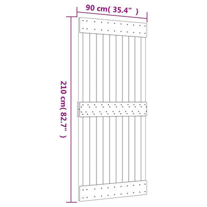 Sliding Door with Hardware Set 90x210 cm Solid Wood Pine