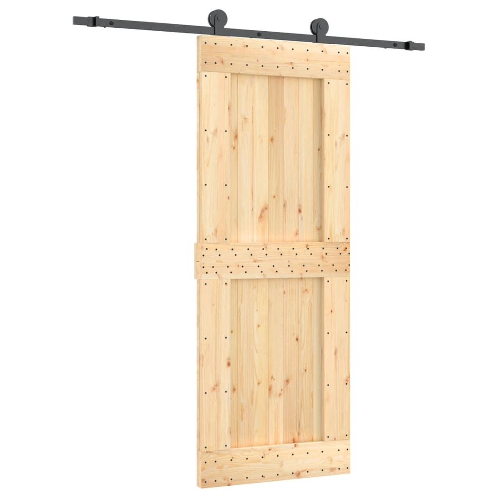 Sliding Door with Hardware Set 80x210 cm Solid Wood Pine