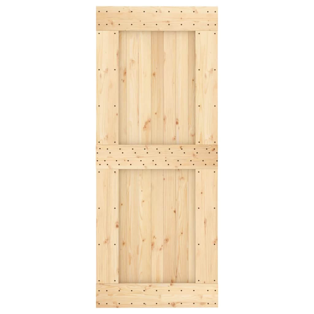 Sliding Door with Hardware Set 85x210 cm Solid Wood Pine