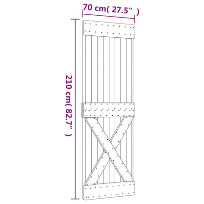 Sliding Door with Hardware Set 70x210 cm Solid Wood Pine