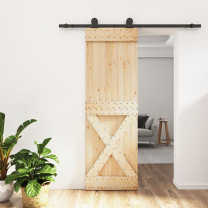 Sliding Door with Hardware Set 70x210 cm Solid Wood Pine