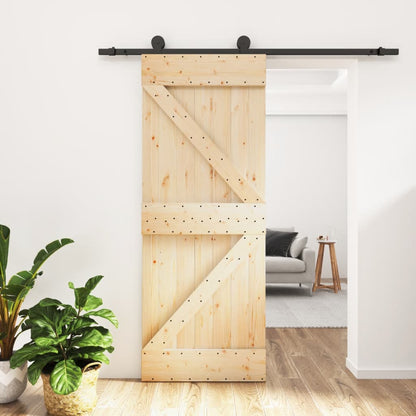 Sliding Door with Hardware Set 70x210 cm Solid Wood Pine