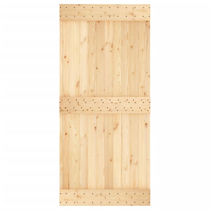 Sliding Door with Hardware Set 95x210 cm Solid Wood Pine