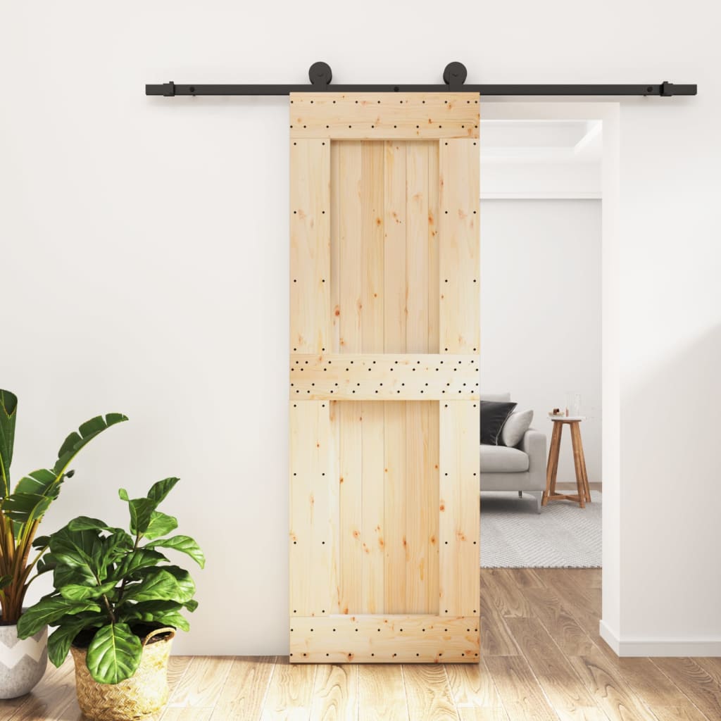 Sliding Door with Hardware Set 70x210 cm Solid Wood Pine