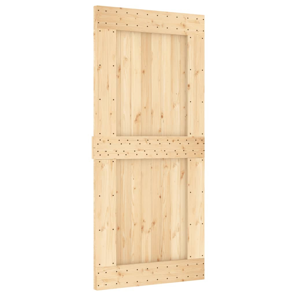 Sliding Door with Hardware Set 95x210 cm Solid Wood Pine