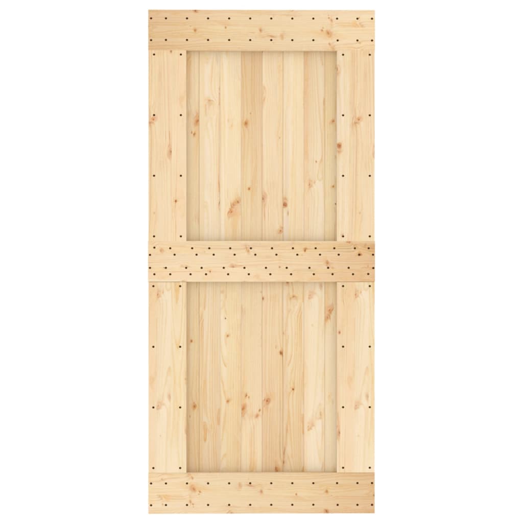 Sliding Door with Hardware Set 95x210 cm Solid Wood Pine